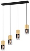 Φωτιστικό Οροφής - Ράγα Robin 310600454 4xE27 28W 80,5cm 150cm Smoke-Brass Trio Lighting Μέταλλο,Γυαλί