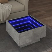 vidaXL Τραπεζάκι Σαλονιού με LED Γκρι 50x50x30 εκ. Επεξεργασμένο Ξύλο