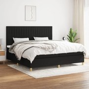 Κρεβάτι Boxspring με Στρώμα Μαύρο 200x200 εκ. Υφασμάτινο - Μαύρο