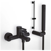 Eurorama Tonda Black Matt 145210-400 Μπαταρία Λουτρού Με Tηλέφωνο, Eπίτοιχο Στήριγμα Tηλεφώνου+PVC Σπιράλ+FLUTE βέργα