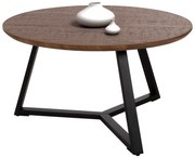 ΤΡΑΠΕΖΙ ΣΑΛΟΝΙΟΥ ΣΤΡΟΓΓΥΛΟ HM9586.04 MDF WALNUT-ΜΑΥΡΗ ΣΑΓΡΕ ΒΑΣΗ Φ80x42Υεκ.