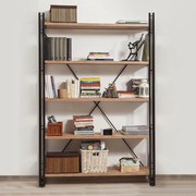 Βιβλιοθήκη Atlas Megapap χρώμα antlantic pine - μαύρο 130x35x180εκ.