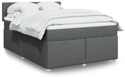 vidaXL Κρεβάτι Boxspring με Στρώμα Σκούρο Γκρι 140x200 εκ Υφασμάτινο