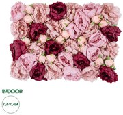 Artificial Garden ROSES STORY 20355 Τεχνητό Διακοσμητικό Πάνελ Λουλουδιών-Κάθετος Κήπος σύνθεση Ροζ &amp; Βυσσινί Τριαν Globostar 20355 Ροζ
