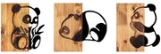 Διακοσμητικό Τοίχου Pandas (Σετ 3Τμχ) 899SKL2322 23x3x25/27x3x25/23x3x25cm Walnut-Black Wallity Μέταλλο,Ξύλο