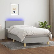 ΚΡΕΒΑΤΙ BOXSPRING ΜΕ ΣΤΡΩΜΑ &amp; LED ΑΝ.ΓΚΡΙ 90X200 ΕΚ. ΥΦΑΣΜΑΤΙΝΟ 3133525