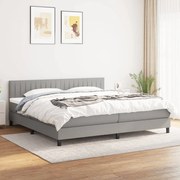 Κρεβάτι Boxspring με Στρώμα Ανοιχτό Γκρι 200x200 εκ. Υφασμάτινο