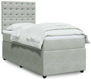 vidaXL Κρεβάτι Boxspring με Στρώμα Ανοιχτό Γκρι 100x200 εκ. Βελούδινο
