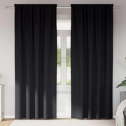 vidaXL Κουρτίνες με κουρτίνες 2 pcs Μαύρο 260 x 140 εκ. Πολυεστέρας