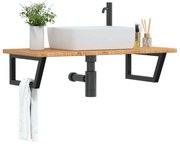 vidaXL Ράφι Νιπτήρα Τοίχου από Ατσάλι / Μασίφ Ξύλο Δρυός