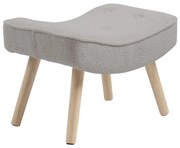 WOODWELL Ε7141,61ALMA Σκαμπό - Υποπόδιο, Teddy Ύφασμα Ανοιχτό Γκρι, Πόδια Φυσικό, K/D 52x38x35cm Ε7141,61