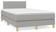 vidaXL Κρεβάτι Boxspring με Στρώμα & LED Αν.Γκρι 120x190εκ. Υφασμάτινο