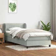 Κρεβάτι Boxspring με Στρώμα Ανοιχτό Γκρι 80x210 εκ. Βελούδινο - Γκρι