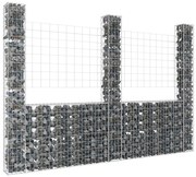 vidaXL Συρματοκιβώτια σε U Σχήμα με 3 Στύλους 260x20x200 εκ Σιδερένιο