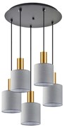 Φωτιστικό Οροφής  SE21-GM-4-5BL-SH2 ADEPT TUBE Gold Matt Pendant Grey Fabric Shade+ - 77-8608 - 51W - 100W - 77-8608