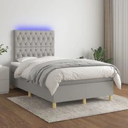 Κρεβάτι Boxspring με Στρώμα & LED Αν.Γκρι 120x200 εκ Υφασμάτινο