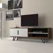 Έπιπλο τηλεόρασης Foot Megapap χρώμα καρυδί - λευκό 160x35x49εκ.