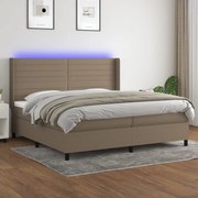 Κρεβάτι Boxspring με Στρώμα &amp; LED Taupe 200x200 εκ. Υφασμάτινο - Μπεζ-Γκρι