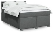 vidaXL Κρεβάτι Boxspring με Στρώμα Σκούρο Γκρι 160x200 εκ Υφασμάτινο
