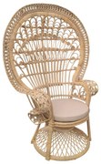 Πολυθρόνα Dorothy Inart με μπεζ μαξιλάρι-φυσικό rattan 115x57x150εκ 115x53x147 εκ.