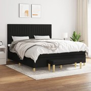 Κρεβάτι Boxspring με Στρώμα Μαύρο 160x200 εκ. Υφασμάτινο