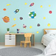 Explore the Stars - Watercolor Planets &amp; Rockets - Stick850