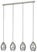Κρεμαστό Φωτιστικό Τετράφωτη Ράγα L113xH150cm 4xE27 Μέταλλο-Γυαλί Eglo Estanys 39566
