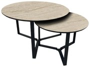 Σετ Τραπεζάκια σαλονιού MIAMI 2 τμχ Στρόγγυλα Φ90x45εκ. & Φ68x40εκ. Τραβερτίνα