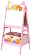 AIYAPLAY Παιδική Καβαλέτο 2-σε-1 με Λευκό Πίνακα, Πίνακα Κιμωλίας, Κουτιά Αποθήκευσης, για παιδιά ηλικίας 3-8 ετών, Ροζ
