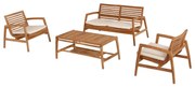 OUTDOOR LOUNGE SET 4PCS DOVER  RECYCLED TEAK WOOD-WHITE CUSHIONS