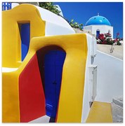 Πίνακας σε καμβά "Santorini" Megapap ψηφιακής εκτύπωσης 50x50x3εκ.