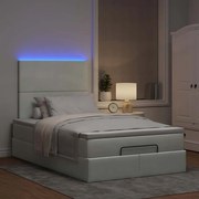 vidaXL Οθωμανικό κρεβάτι με στρώματα & LEDs Ανοιχτό γκρι Βελούδο