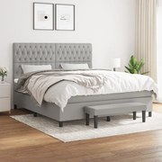 Κρεβάτι Boxspring με Στρώμα Ανοιχτό Γκρι 180x200 εκ. Υφασμάτινο