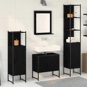 vidaXL Σετ Επίπλων Μπάνιου με πόρτα 4 pcs Μαύρο 33 x 33 x 185.5 εκ