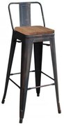 RELIX Wood D.Oak σκ.BAR-πλάτη Μεταλλικό Antique Black 44x44 H.100 cm Ε5208,10