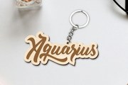 Intra απο ξύλο plywood 3mm-4mm πάχος Aquarius Zodiac Key Chain Δίασταση 30x20 cm INTRAFABR-96829989