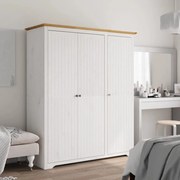 Ντουλάπα BODO Λευκή/Καφέ 146x53,5x173 εκ. Μασίφ Ξύλο Πεύκου 355063
