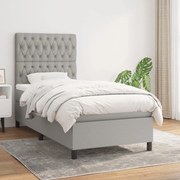 vidaXL Κρεβάτι Boxspring με Στρώμα Ανοιχτό Γκρι 90x190 εκ. Υφασμάτινο