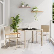 vidaXL Σετ Τραπεζαρίας Κήπου 3 τεμαχίων Μπεζ Πολυ Ρατάν