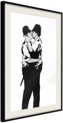 Αφίσα - Banksy: Kissing Coppers I - 40x60 - Μαύρο - Με πασπαρτού