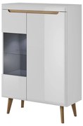 Lh-homefurniture Βιτρίνα Nordi Λευκό+Higloss λευκό+Riviera 90x134x40cm 17104-NR