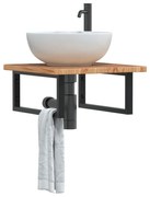 vidaXL Ράφι Νιπτήρα Τοίχου από Ατσάλι / Μασίφ Ξύλο Δρυός