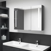 vidaXL Καθρέφτης Μπάνιου με Ντουλάπι &amp; LED Γυαλ. Γκρι 89 x 14 x 62 εκ.