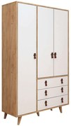 Ντουλάπα Τρίφυλλη Franky 811MDD4907 120x52x187cm Oak-White Τρίφυλλη