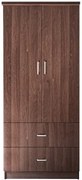 CLOSET Ντουλάπα Δίφυλλη, Ράφι, Θέσεις για Κρεμάστρες, 2 Συρτάρια, Απόχρωση Καρυδί