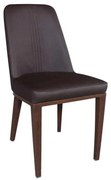 Καρέκλα CASTER Μεταλλική Βαφή Καρυδί/PU Σκ.Καφέ 45x60x89cm