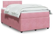vidaXL Κρεβάτι Boxspring με Στρώμα Ροζ 120x200 εκ. Βελούδινο