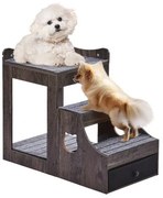 VEVOR Pet Bunk Bed with Stairs Dog/Cat Window Perch with Storage Indoor Gray