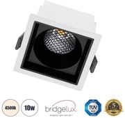 Χωνευτό Σποτ Downlight LED TrimLess 10W Λευκό-Μαύρο Φυσικό 4500K PLUTO-M 60270 Globostar-60270-Λευκό 60270