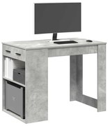 Γραφείο με συρτάρι και ράφι Μπετόν Γκρι Κατασκευασμένο ξύλο